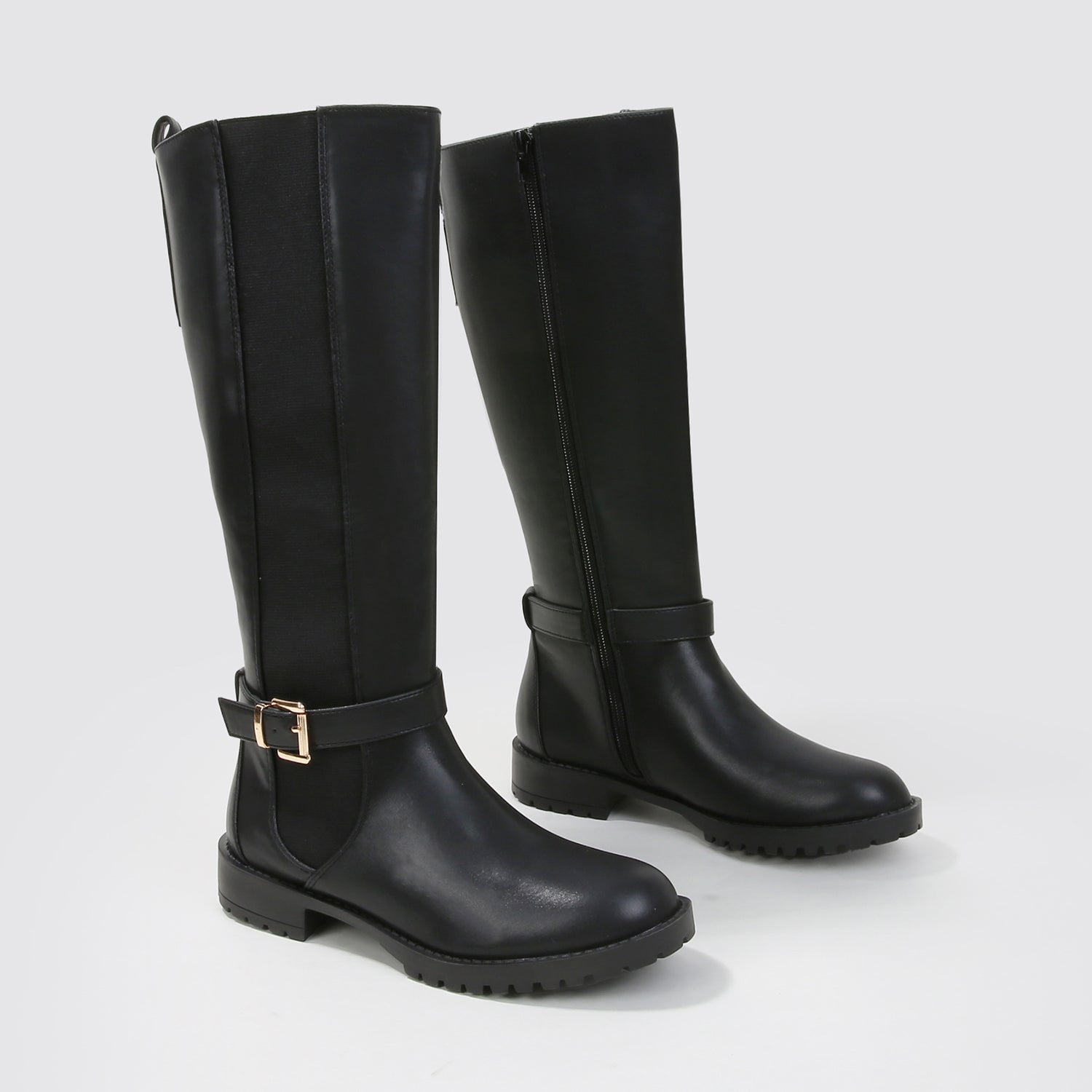 Pama Knee High Buckle Strap Riding Boots