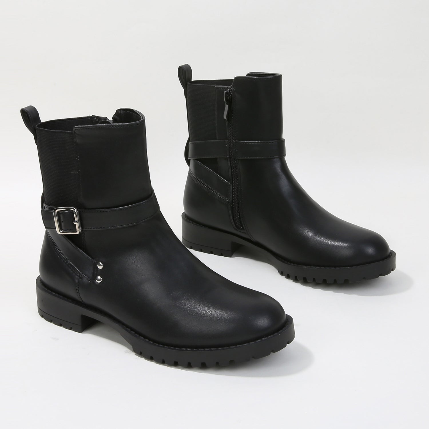 Parvin Moto Buckle Strap Ankle Boots