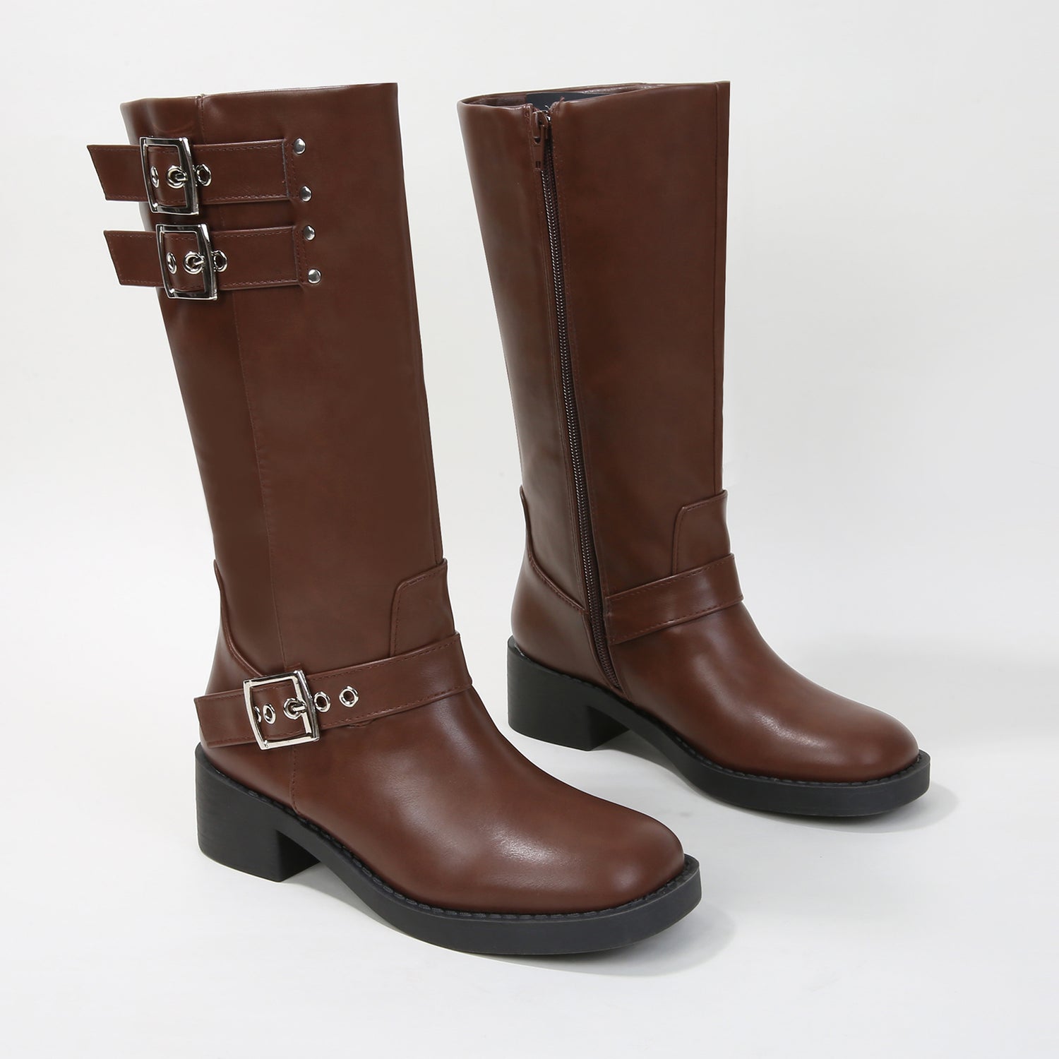 Passion Moto Buckle Mid-Calf Boots