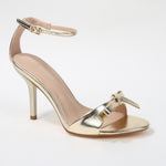 Peach Bow Detail Ankle Strap Stiletto Heels