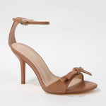 Peach Bow Detail Ankle Strap Stiletto Heels