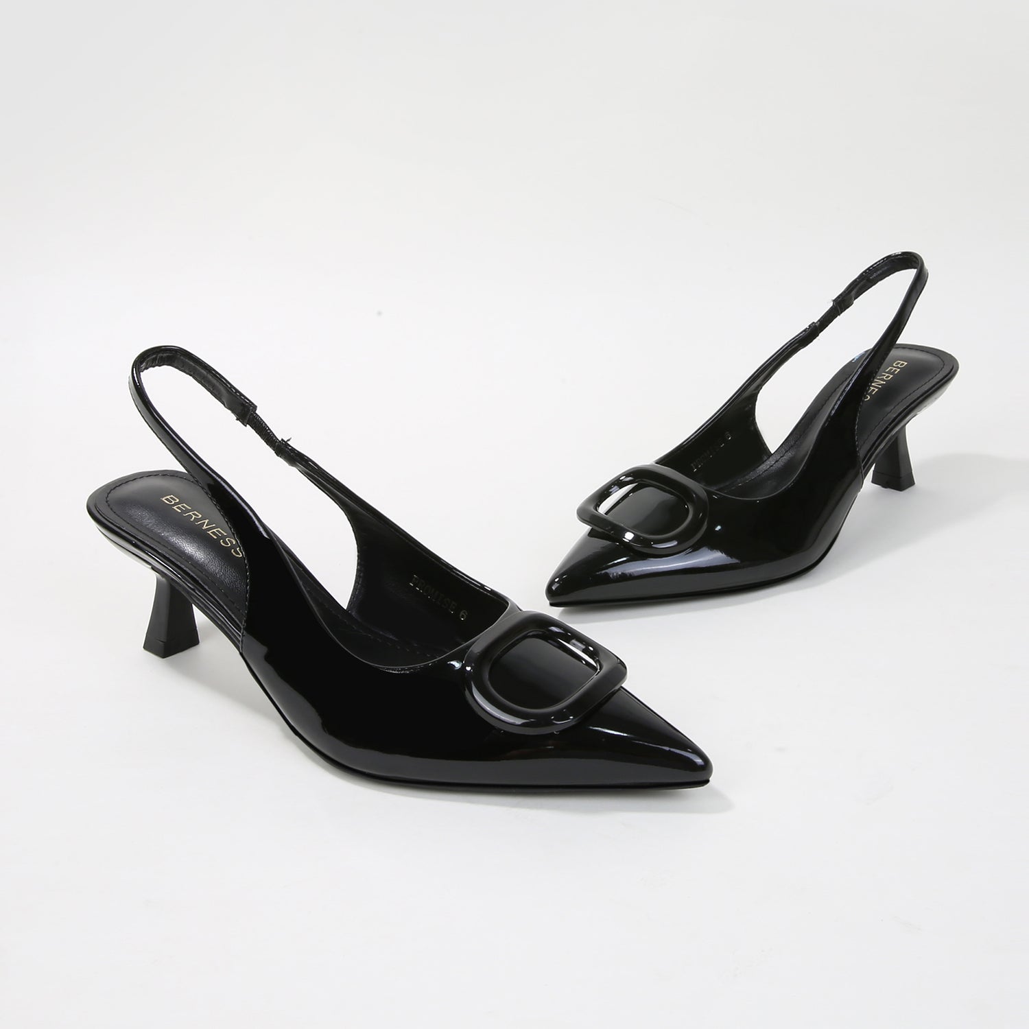 Promise Patent Slingback Heels with Buckle Accent