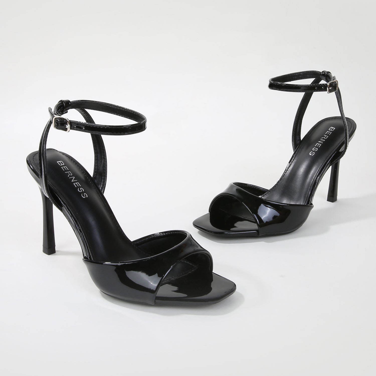 Rhodes Glossy Ankle Strap Stiletto Heels