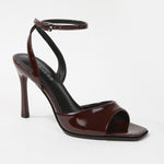 Rhodes Patent Ankle Strap Stiletto Heel Sandals