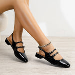 Rosalie Double-Buckle Slingback Mary Jane Flats