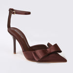 Tulip Satin Bow Pointed Toe Stiletto Heels