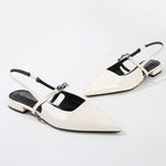 Victoria Patent Pointed Flats with Sleek Strap Detail