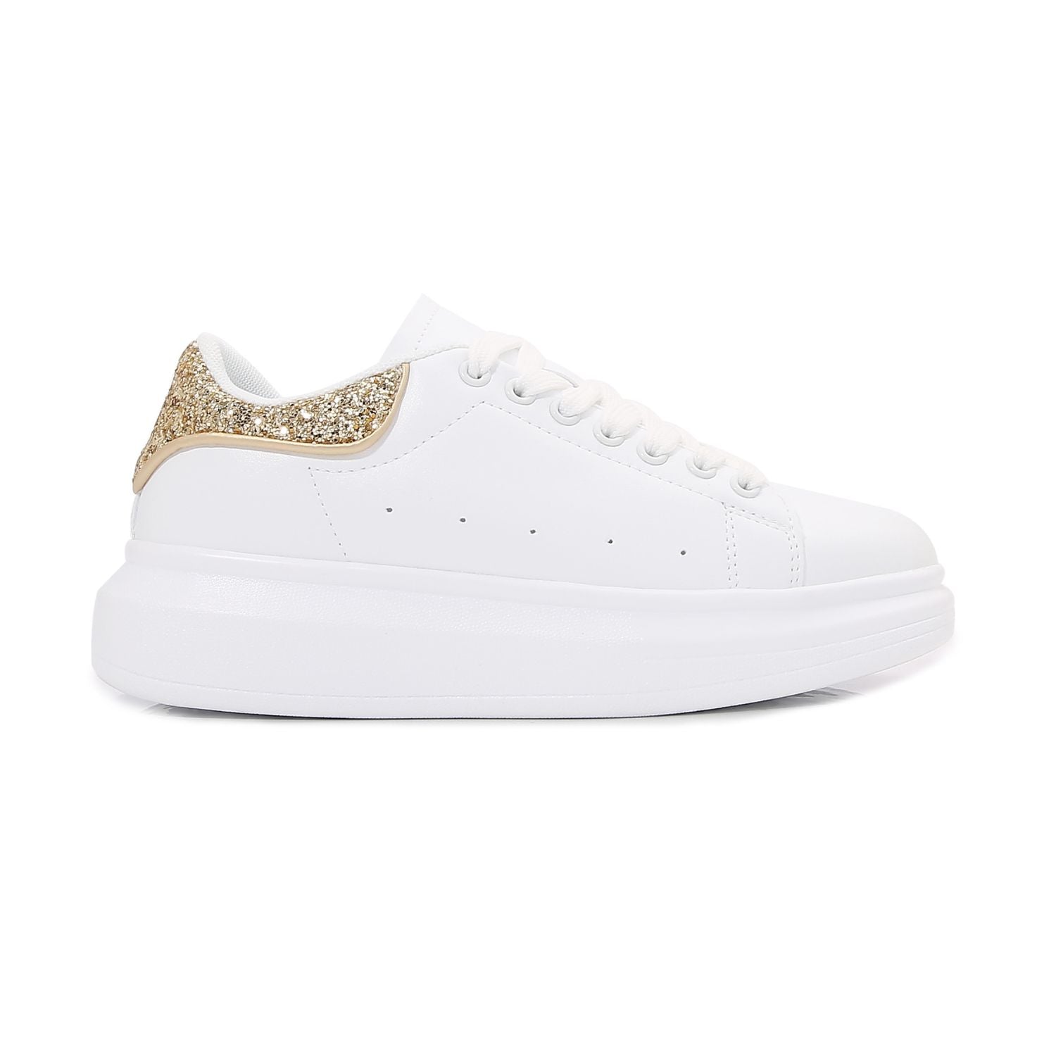 Classic White Sneakers with Glitter Sparkling Twist