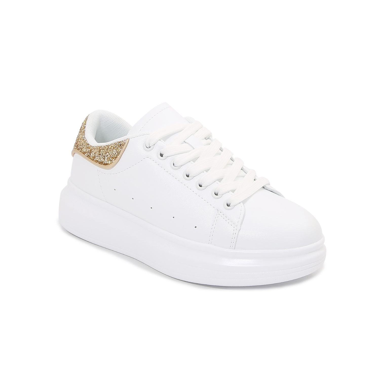 Classic White Sneakers with Glitter Sparkling Twist