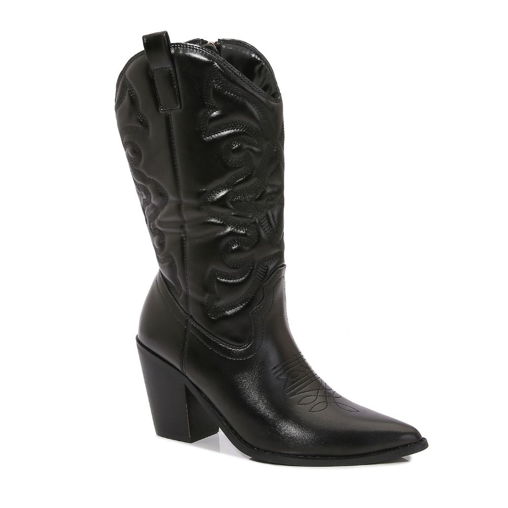 Ryder Faux Leather Cowgirl Western Boots