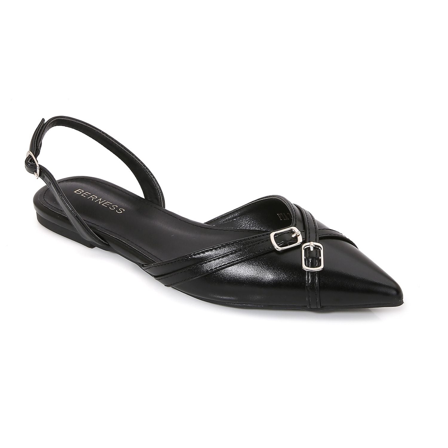 Pia Sleek Buckled Slingback Pointed Flat