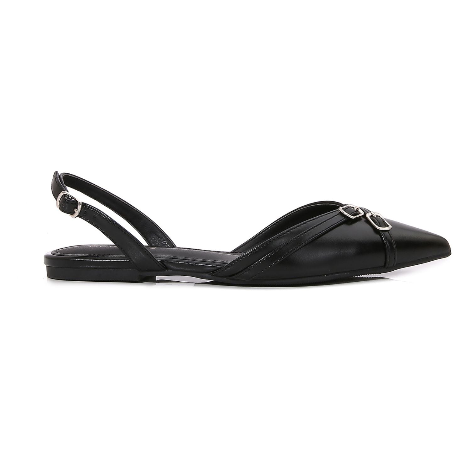 Pia Sleek Buckled Slingback Pointed Flat