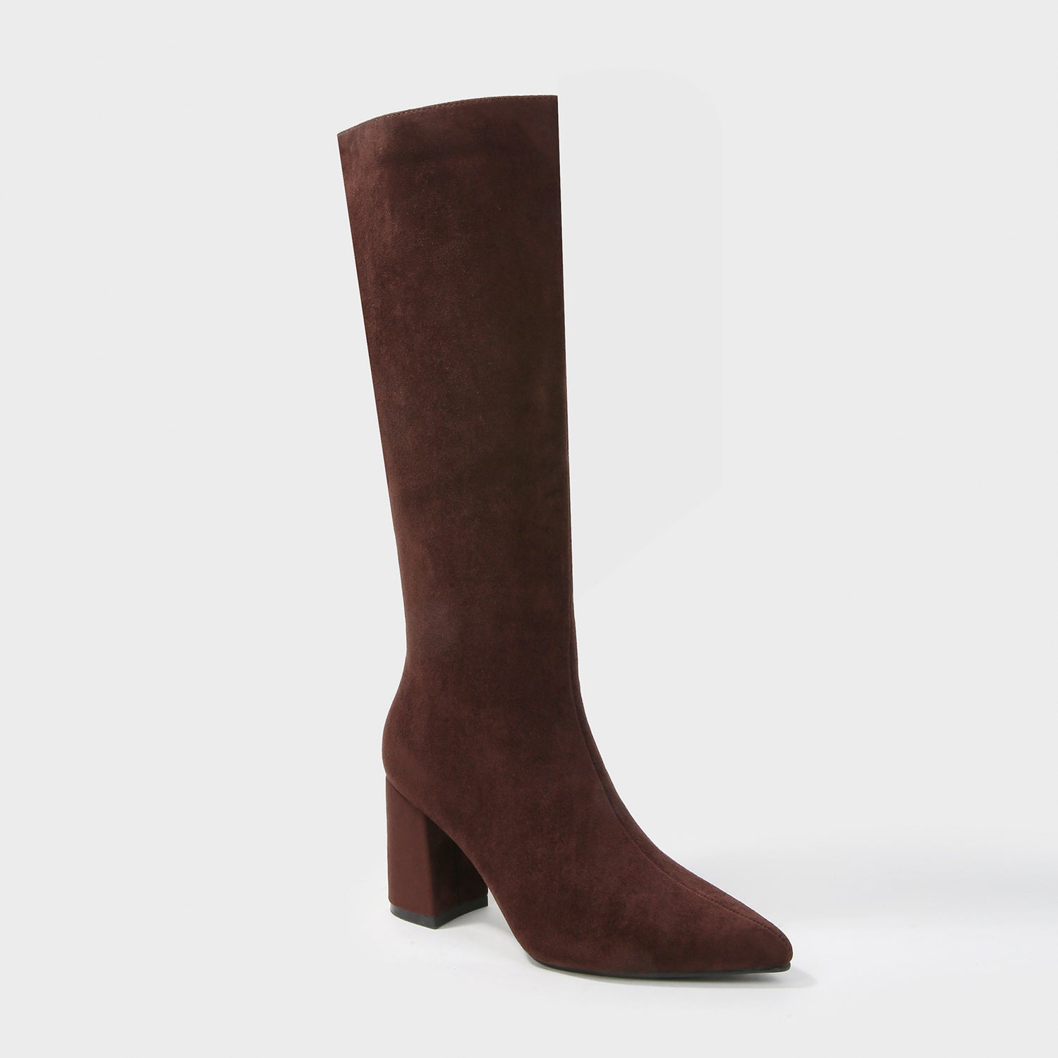 Adele Faux Suede Block Heel Knee High Boots