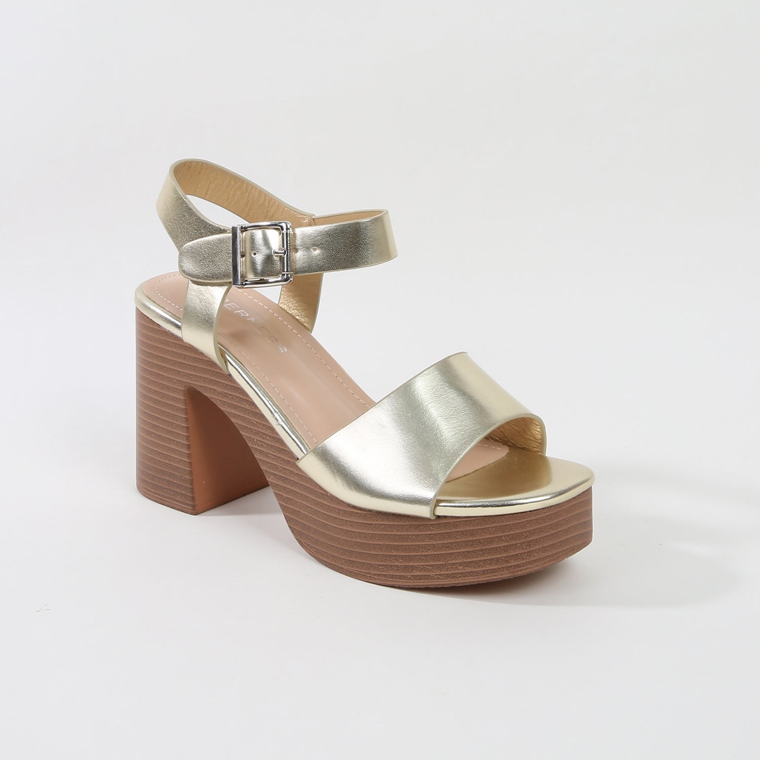 Eulala Metallic Gold Platform Block Heel Sandals