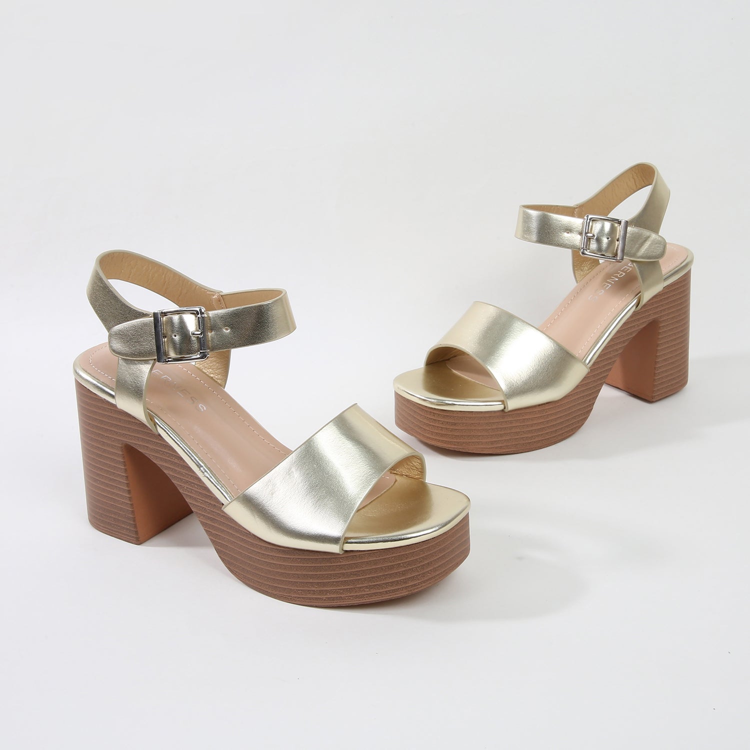 Eulala Metallic Gold Platform Block Heel Sandals