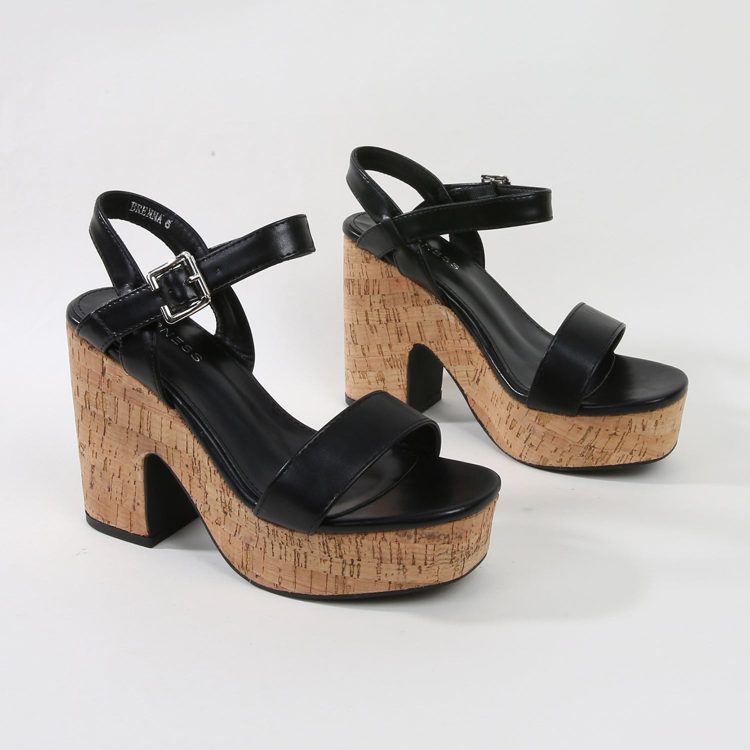 Brenna Leather Cork Platform Heels