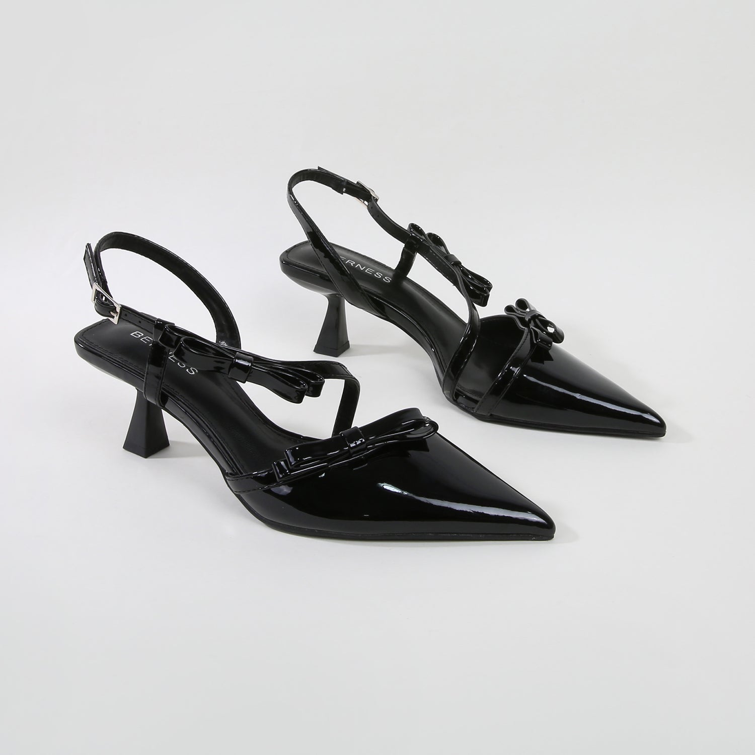 Odaliz Patent Leather Slingback Pump Heels with Bow Detail