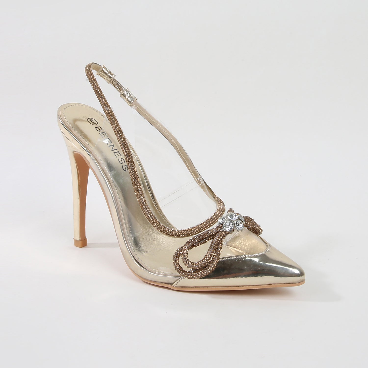 Serena Rhinestone Bow Accent Clear Slingback Pump Heels