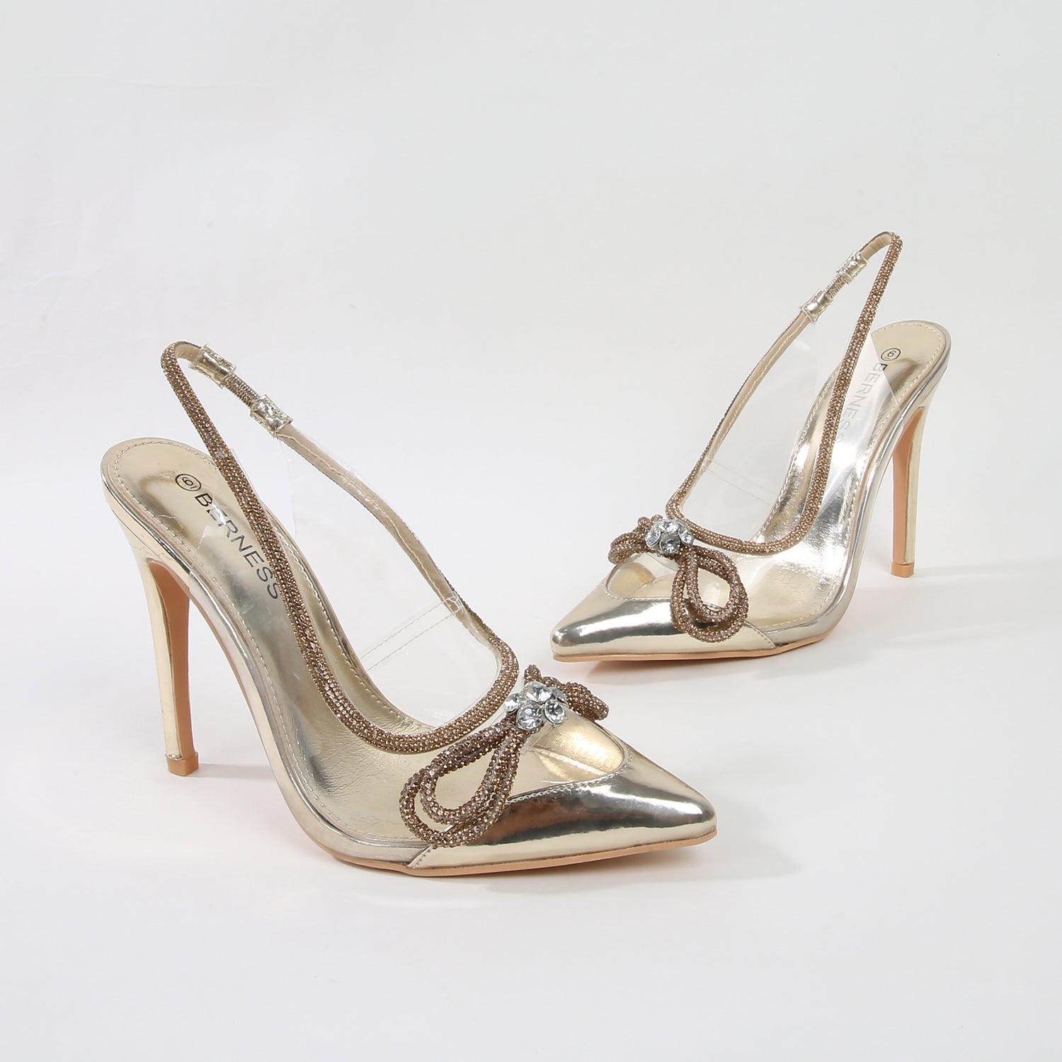 Serena Rhinestone Bow Accent Clear Slingback Pump Heels