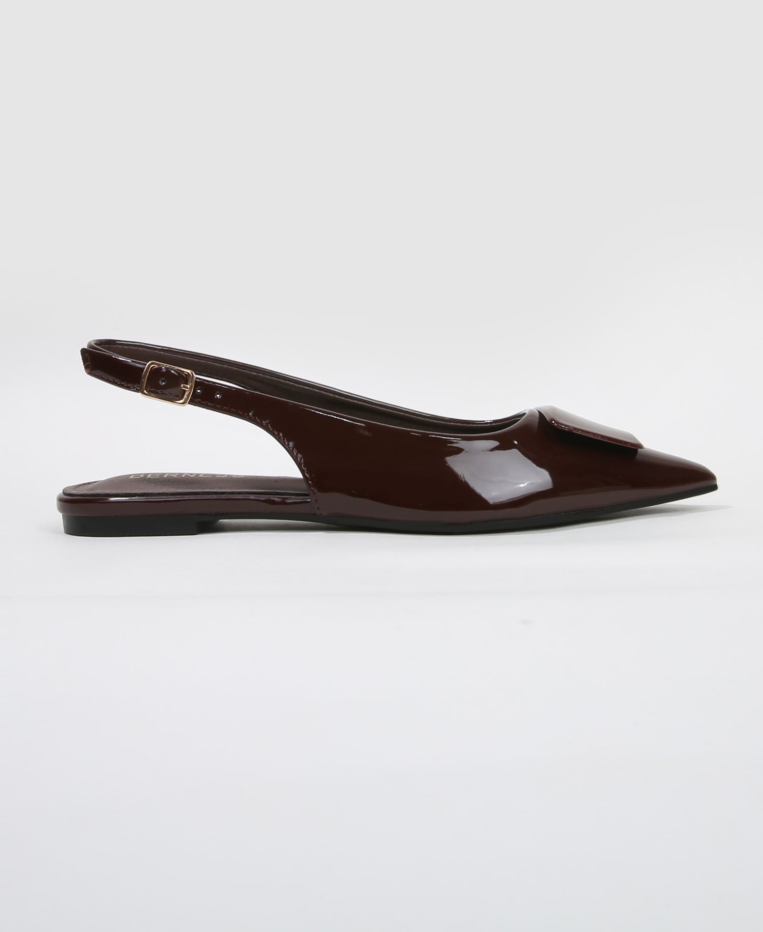 Blanca Patent Slingback Flats with Geometric Vamp Accent