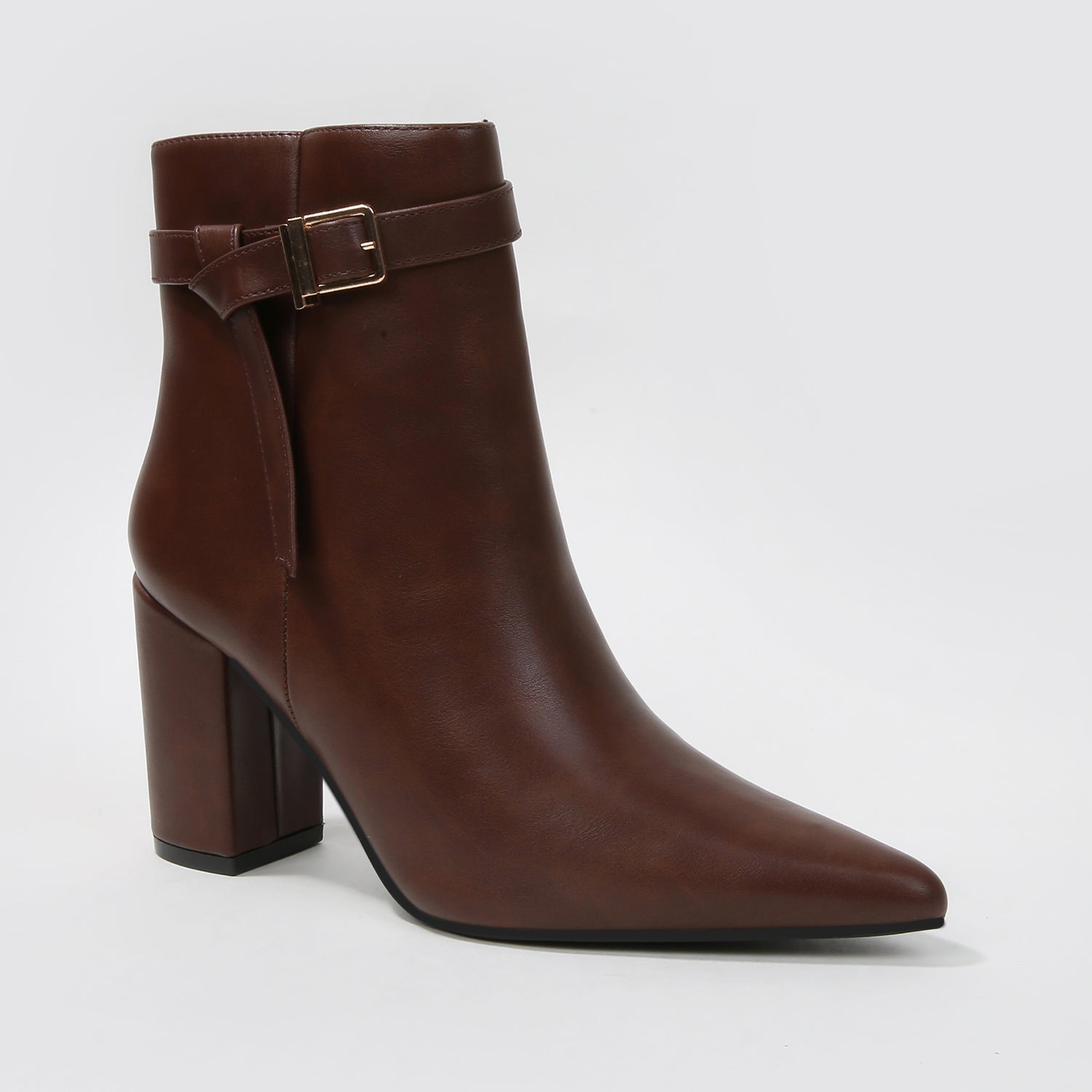 Blanche Pointed Toe Ankle Boots with Buckle Detail