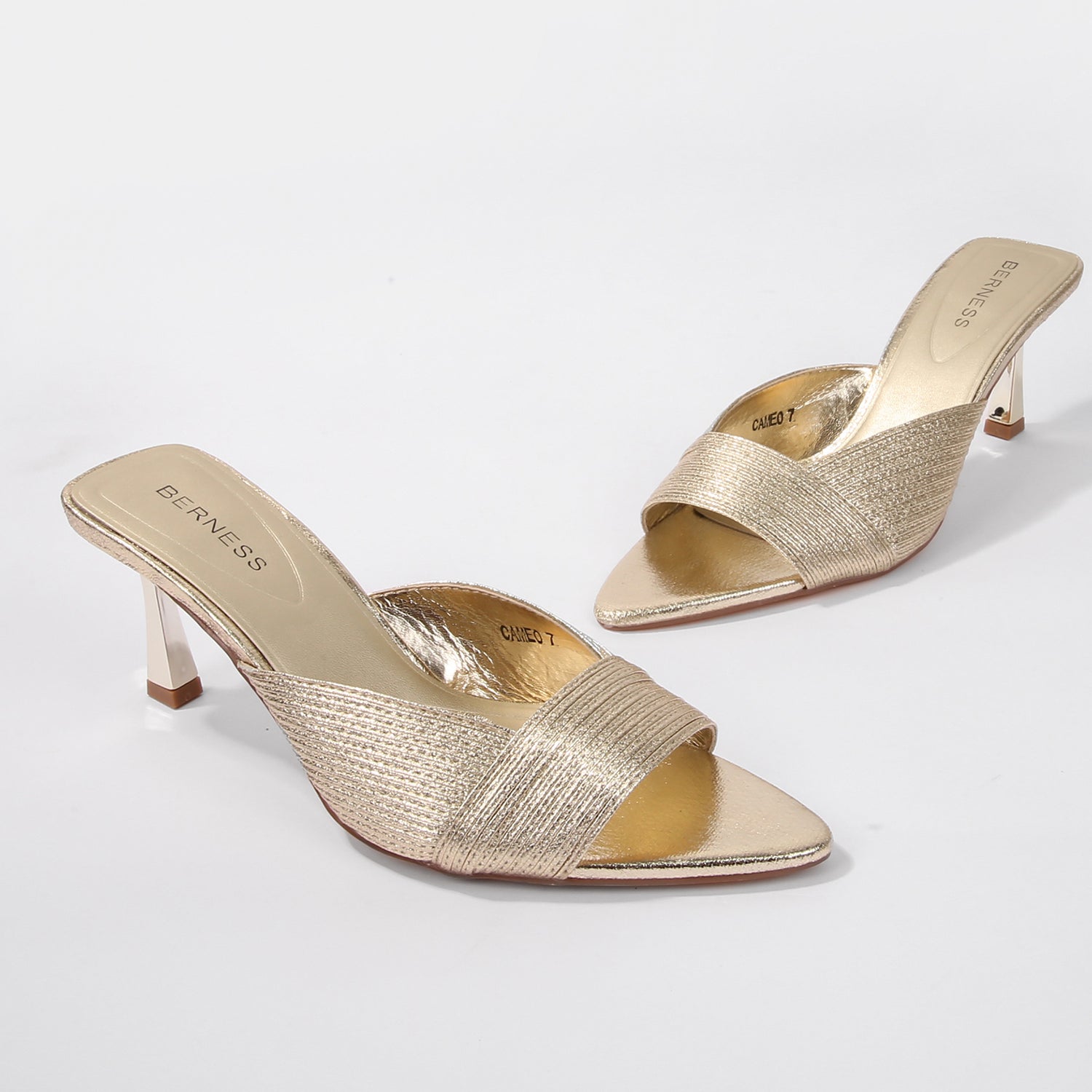 Cameo Metallic Mule Heels