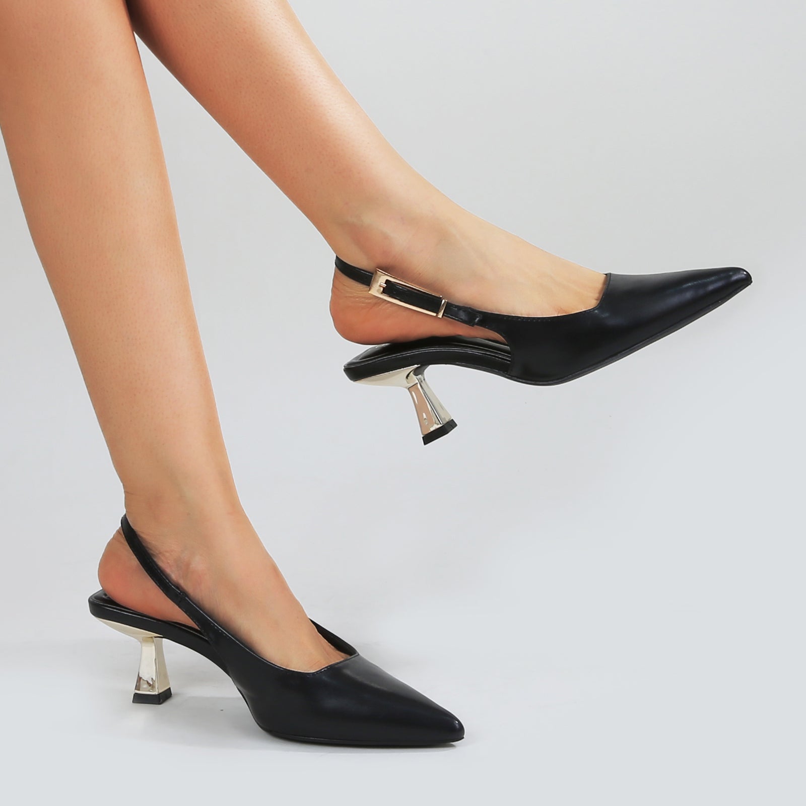 Cassandra 2 Polished Buckle Slingback Kitten Heels – BERNESS