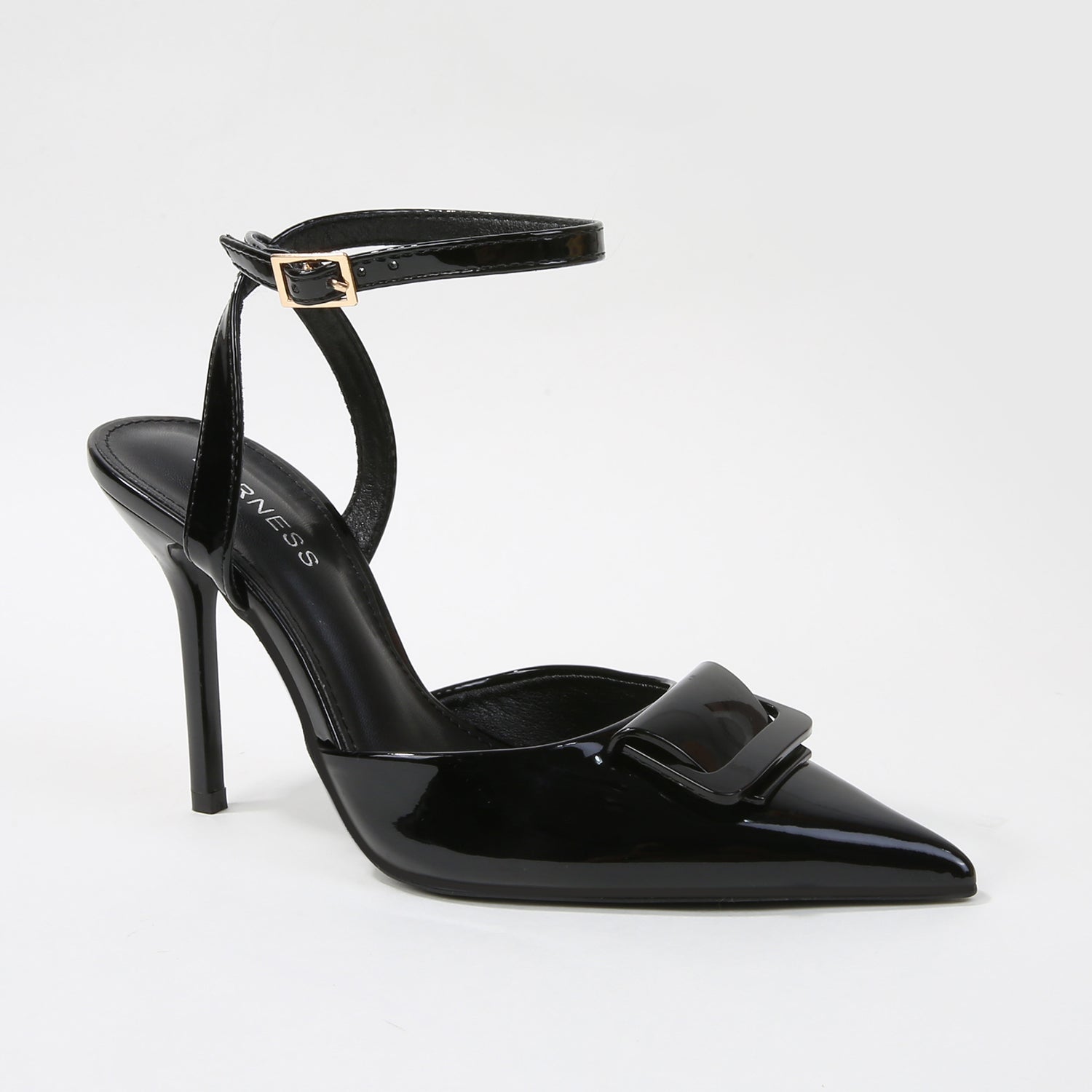 Cindee Patent Buckle Pointed Toe Stiletto Heels