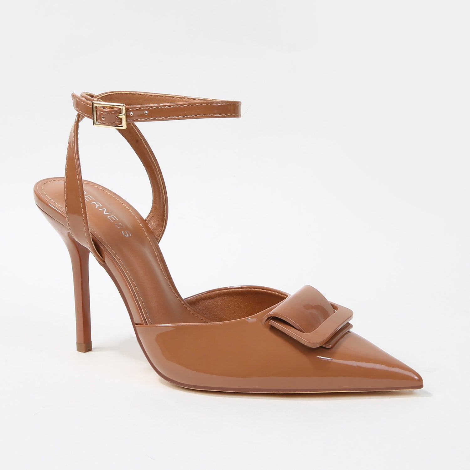 Cindee Patent Buckle Pointed Toe Stiletto Heels