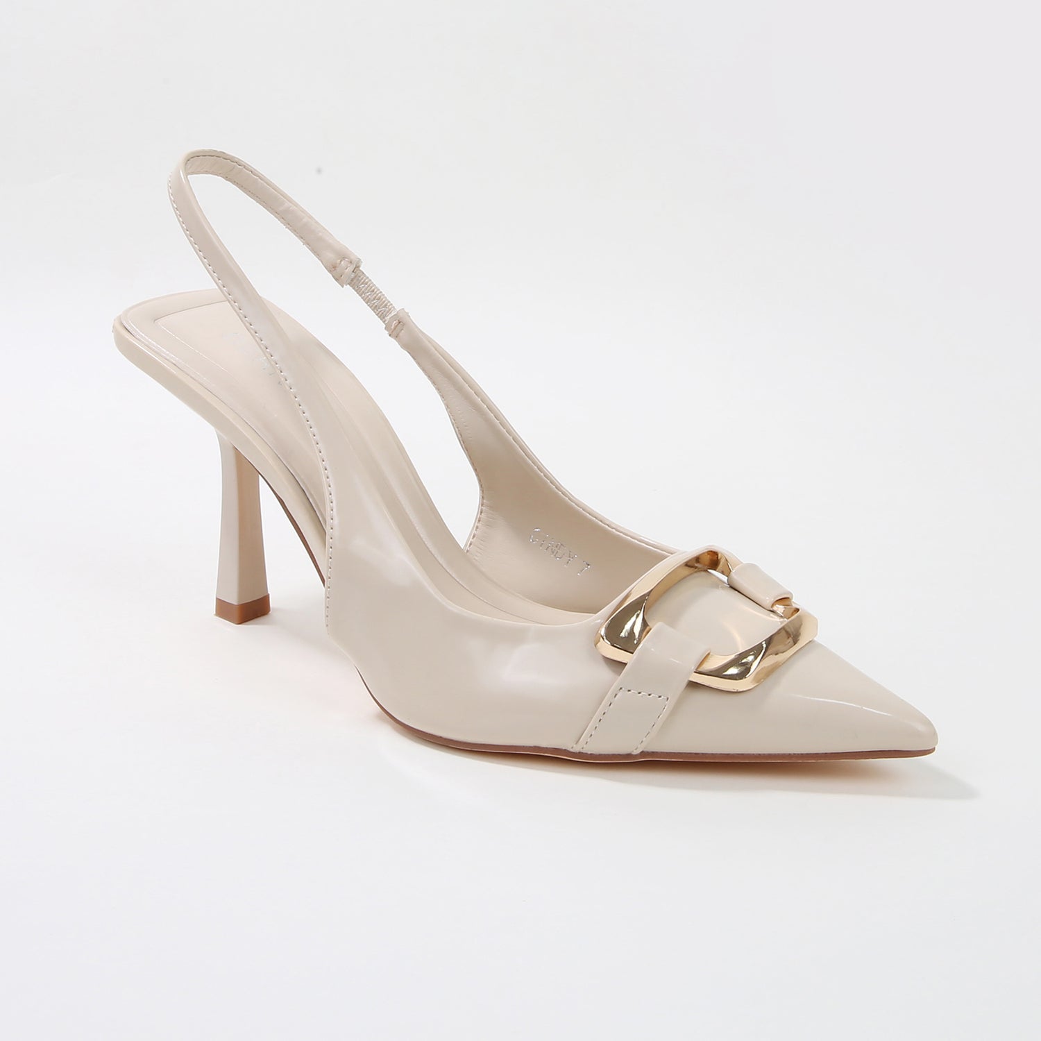 Cindy Buckle Accent Slingback Stiletto Heels