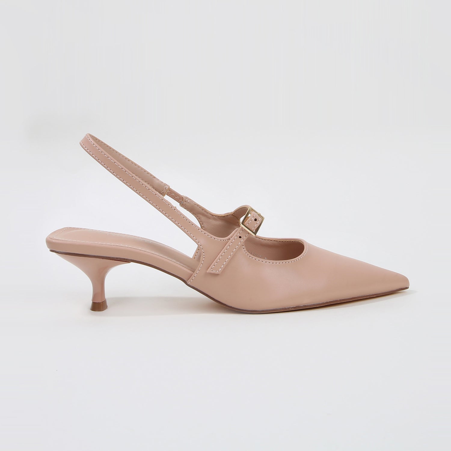 Corrie Buckle Strap Kitten Heel Slingback Pumps