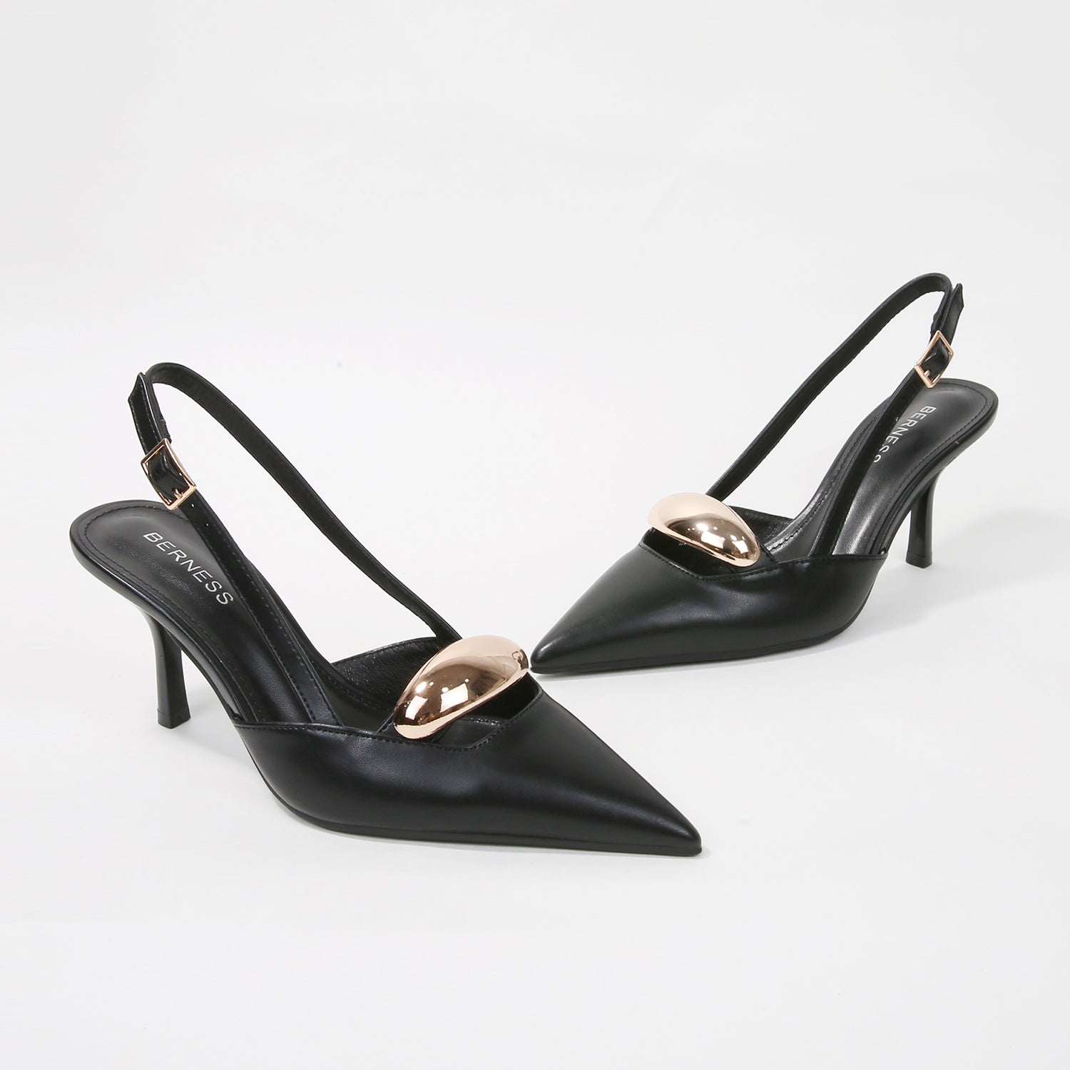 Eltha Slingback Heels with Metallic Dome Accent