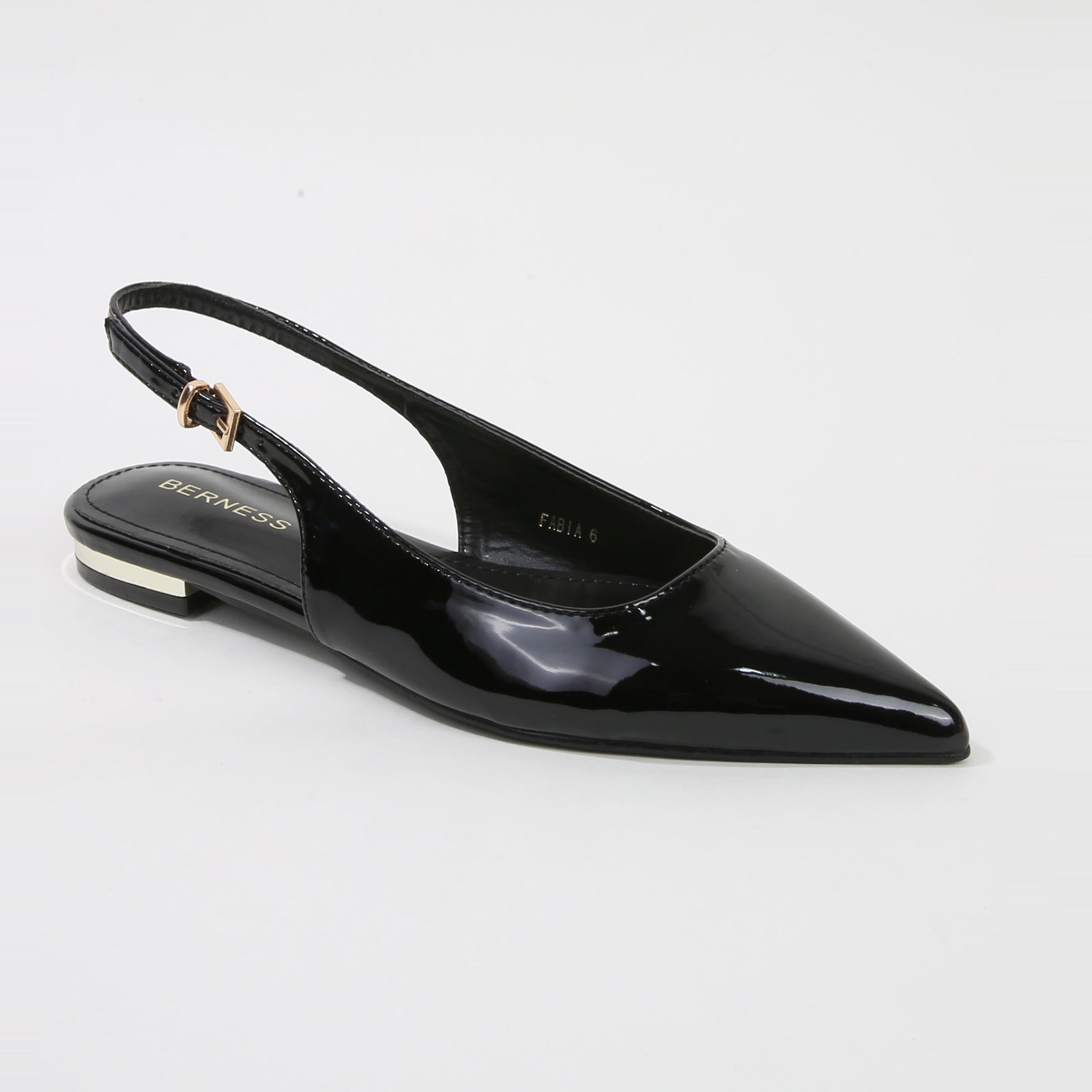 Fabia Patent Leather Pointed Slingback Flats – BERNESS