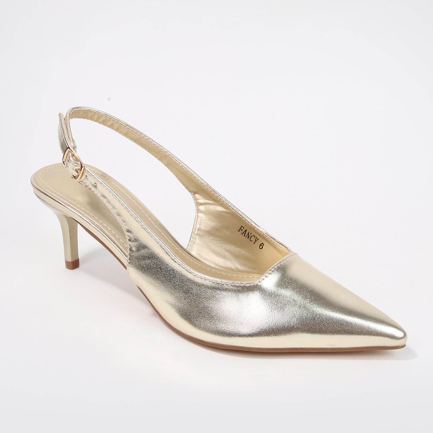 Fancy Patent Leather Slingback Kitten Heels