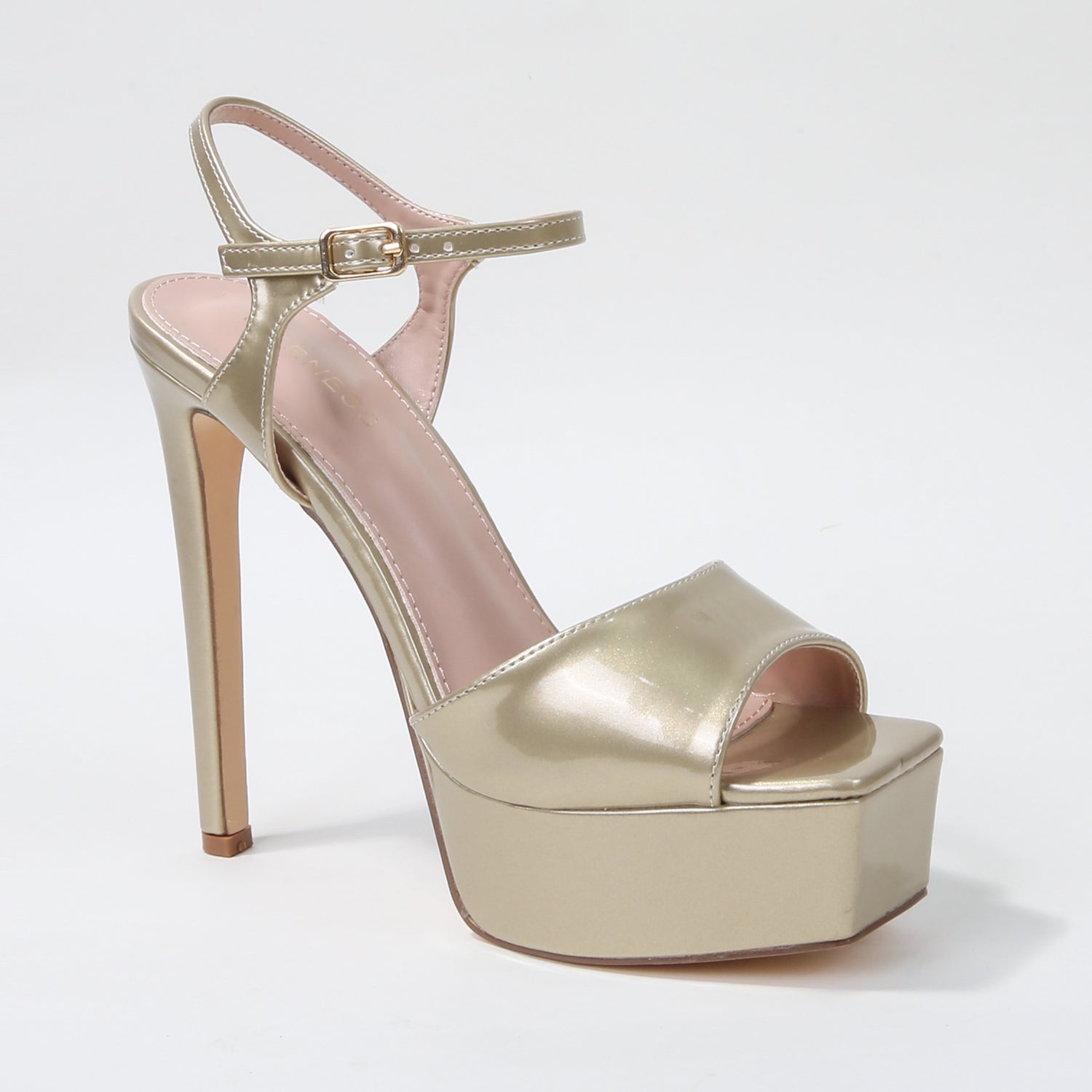 Genevieve Gloss Ankle Strap Platform Heels