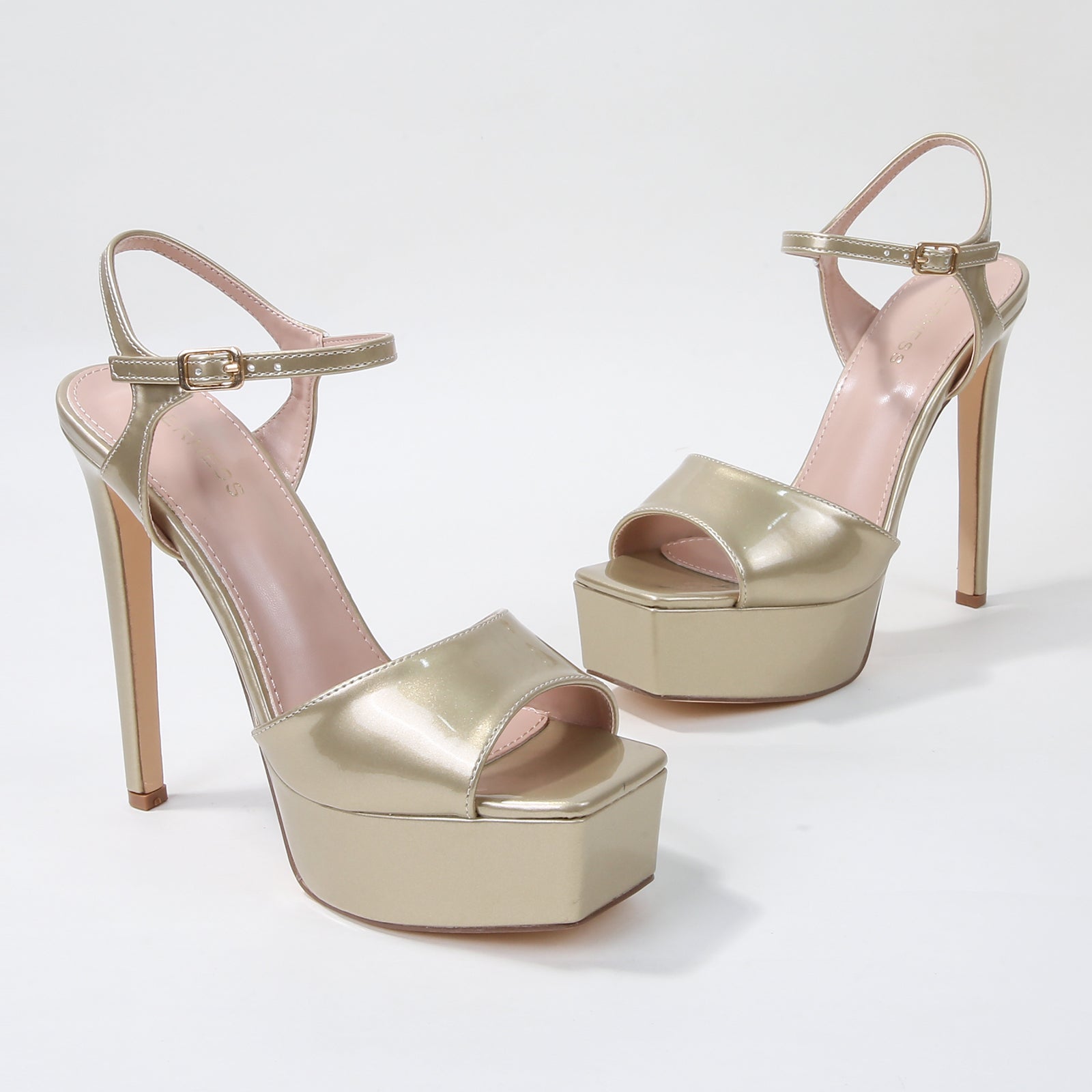 Genevieve Gloss Ankle Strap Platform Heels – BERNESS