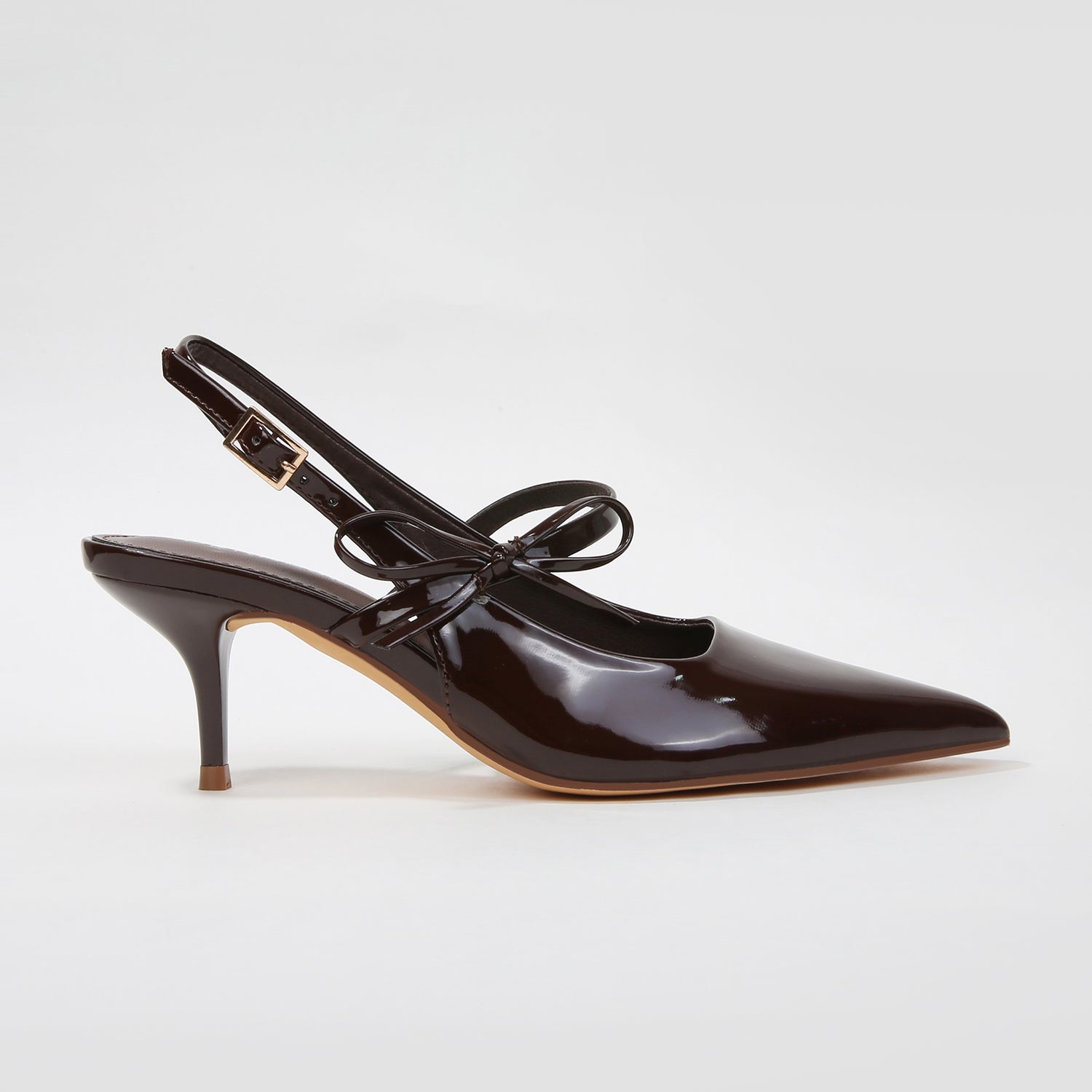 Hestia Patent Slingback Pumps with Bow Detail