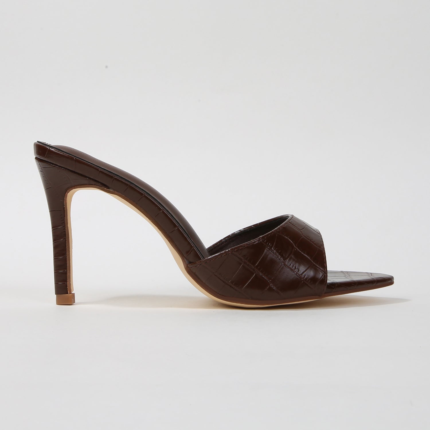 Jessa Croc Embossed Stiletto Mule Sandals