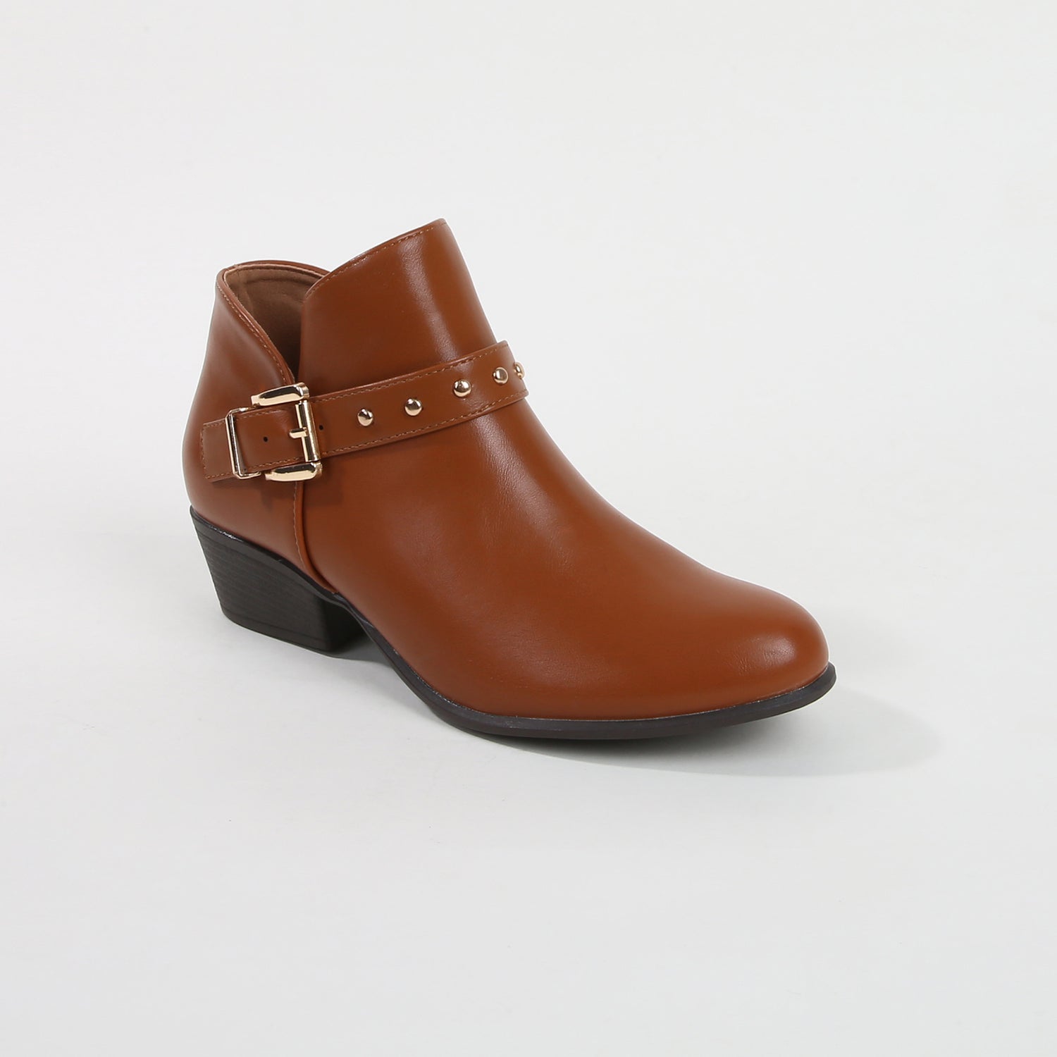 Kashvi Camel Buckle Leather Ankle Boots