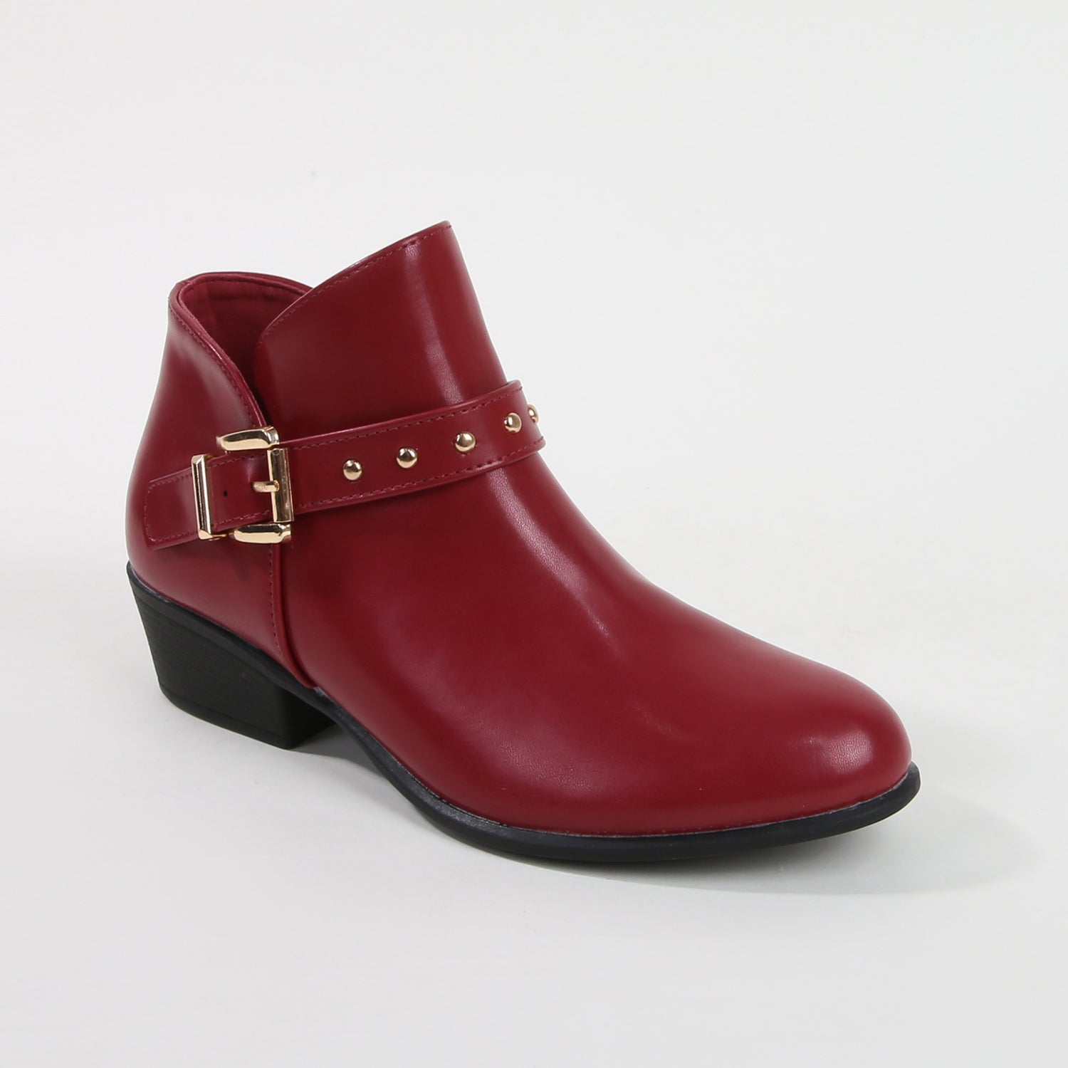 Kashvi Red Buckle Leather Ankle Boots