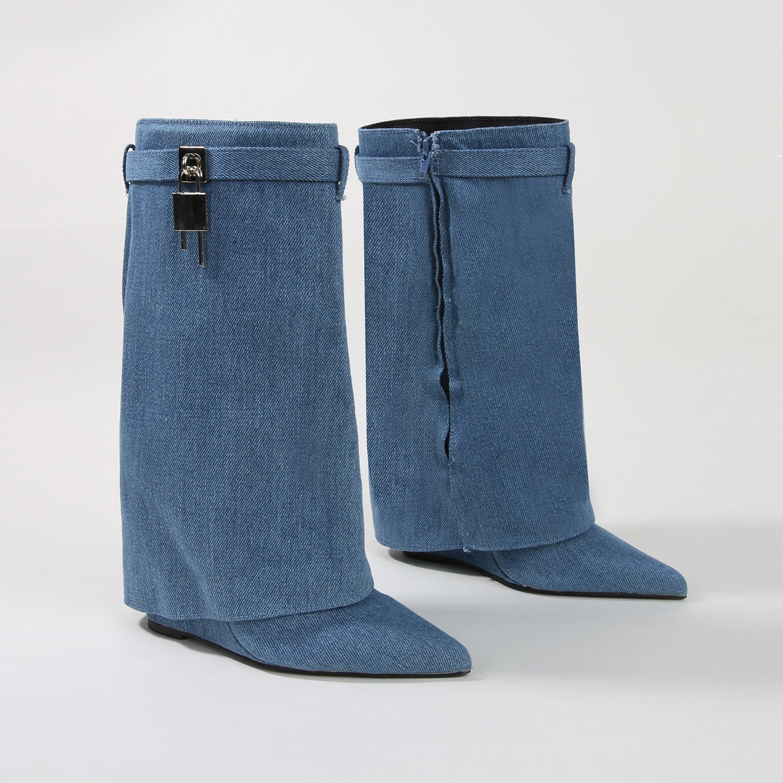 Women's Paisley Leather Fold-over Wege Boots with Lock