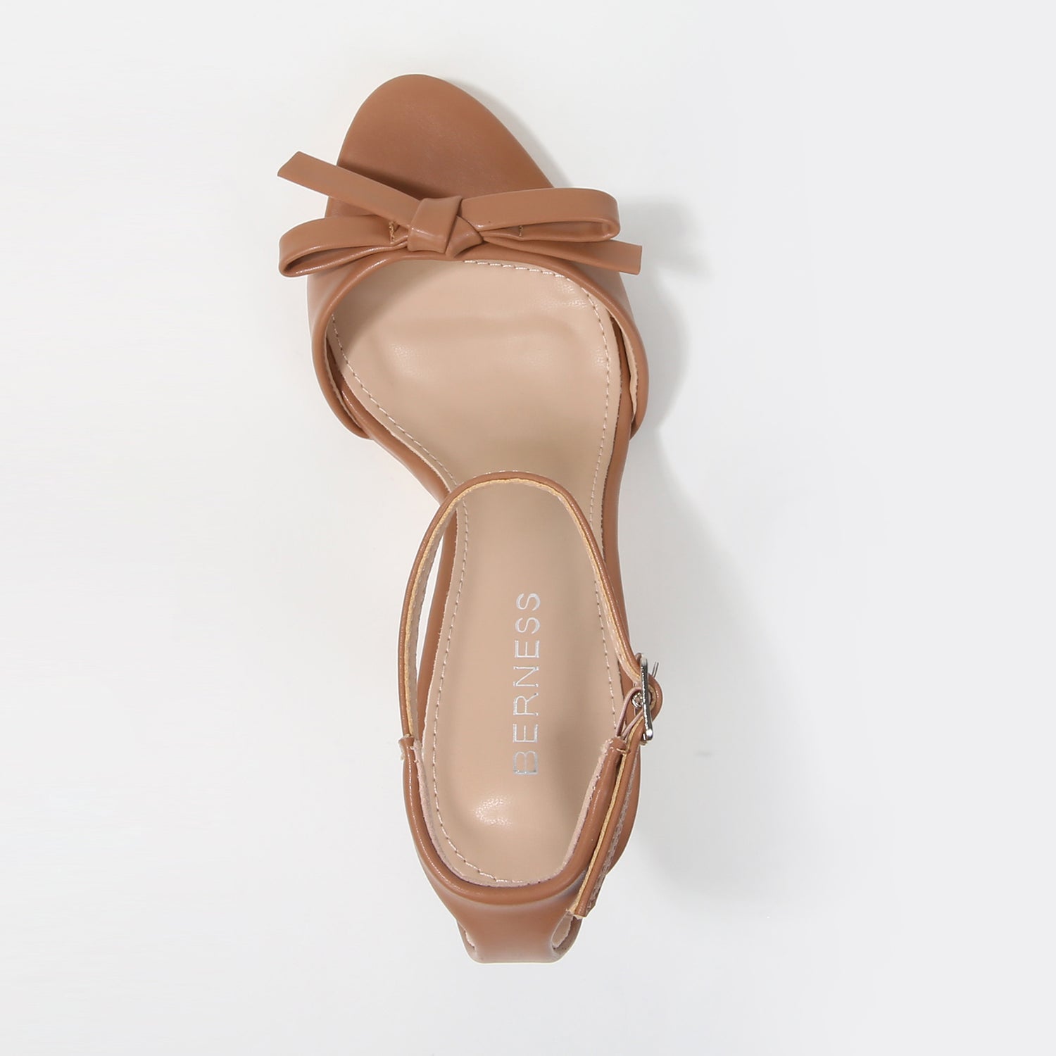 Peach Bow Detail Ankle Strap Stiletto Heels