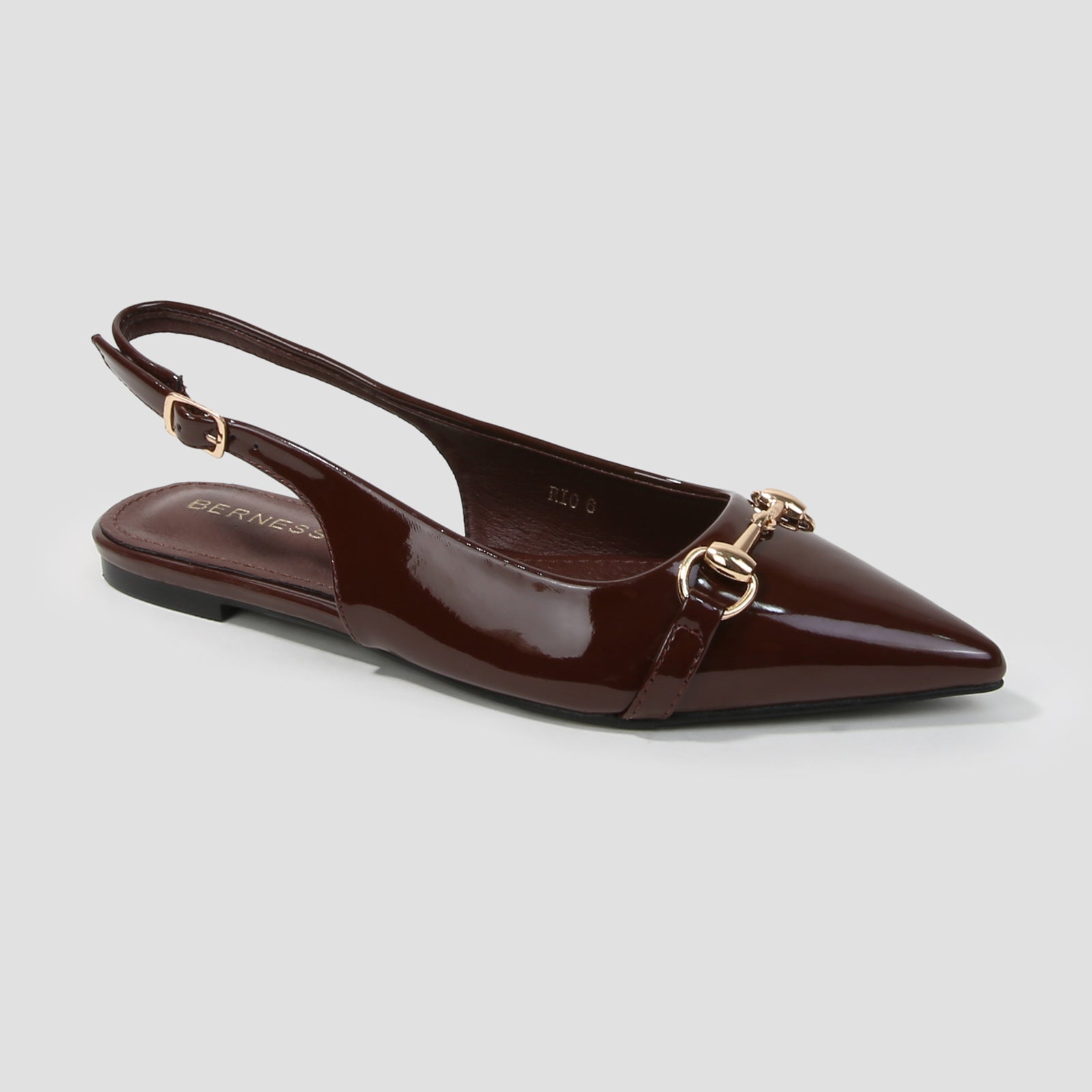 Rio Patent Slingback Flats with Chain Detail – BERNESS