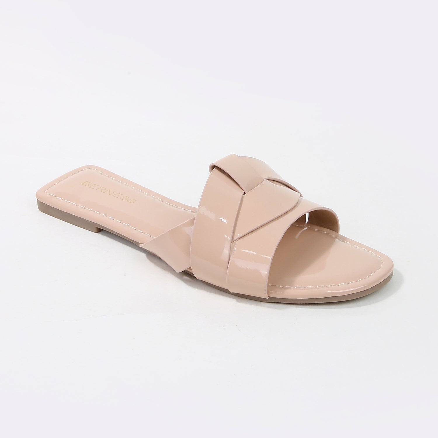 Topaz Glossy Patent Braided Slide Sandals