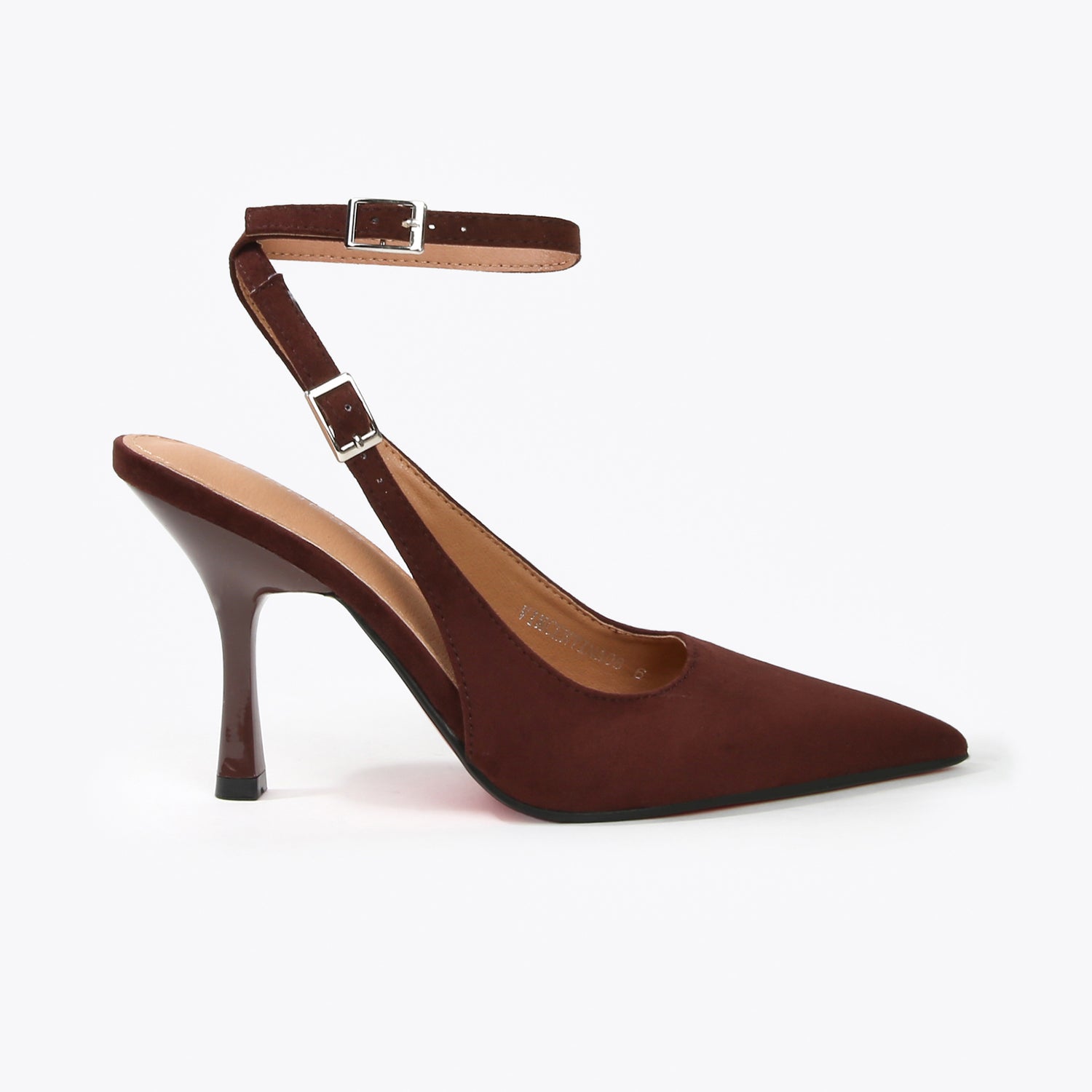 Vincentina Faux Suede Ankle Strap Slingback Heels