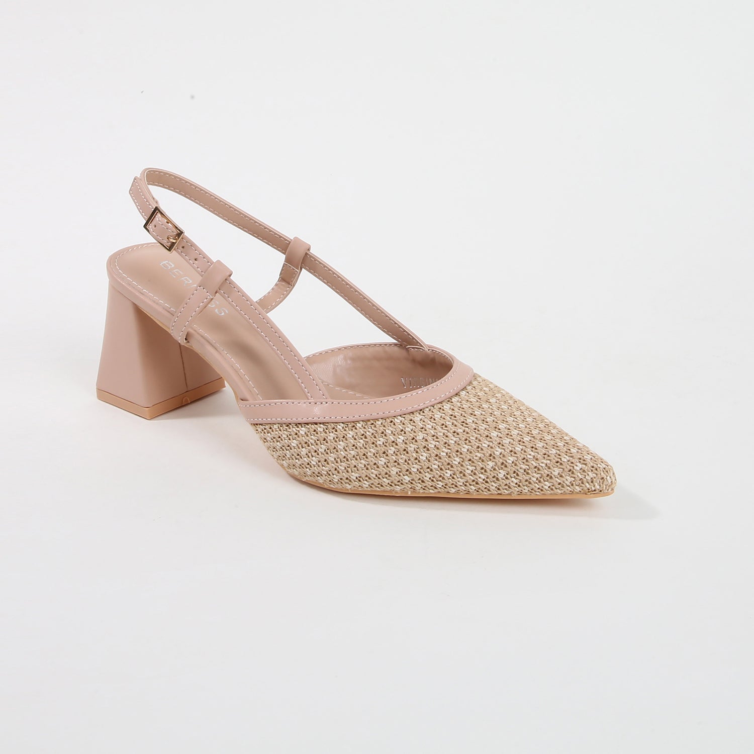 Virginia Beige Woven Slingback Pump Heels