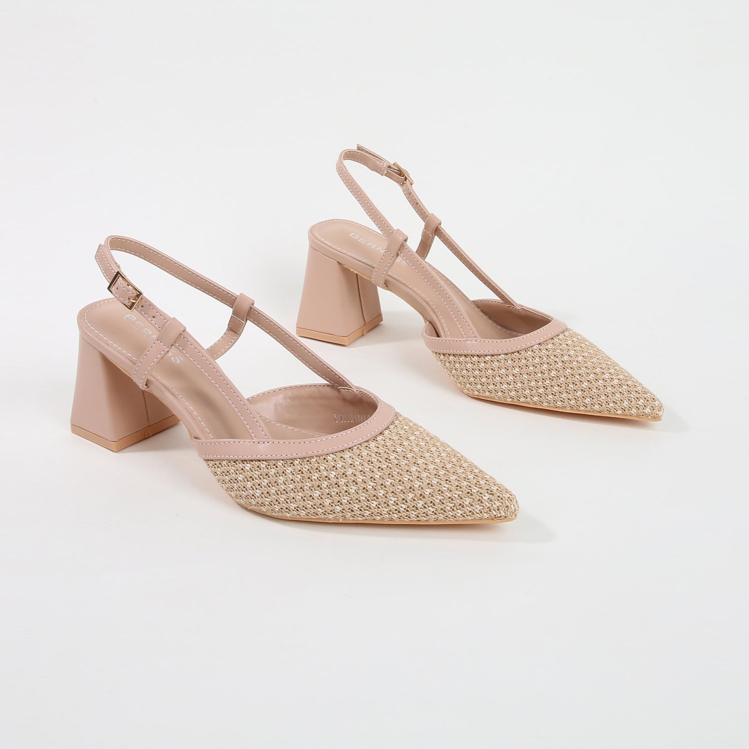 Virginia Beige Woven Slingback Pump Heels