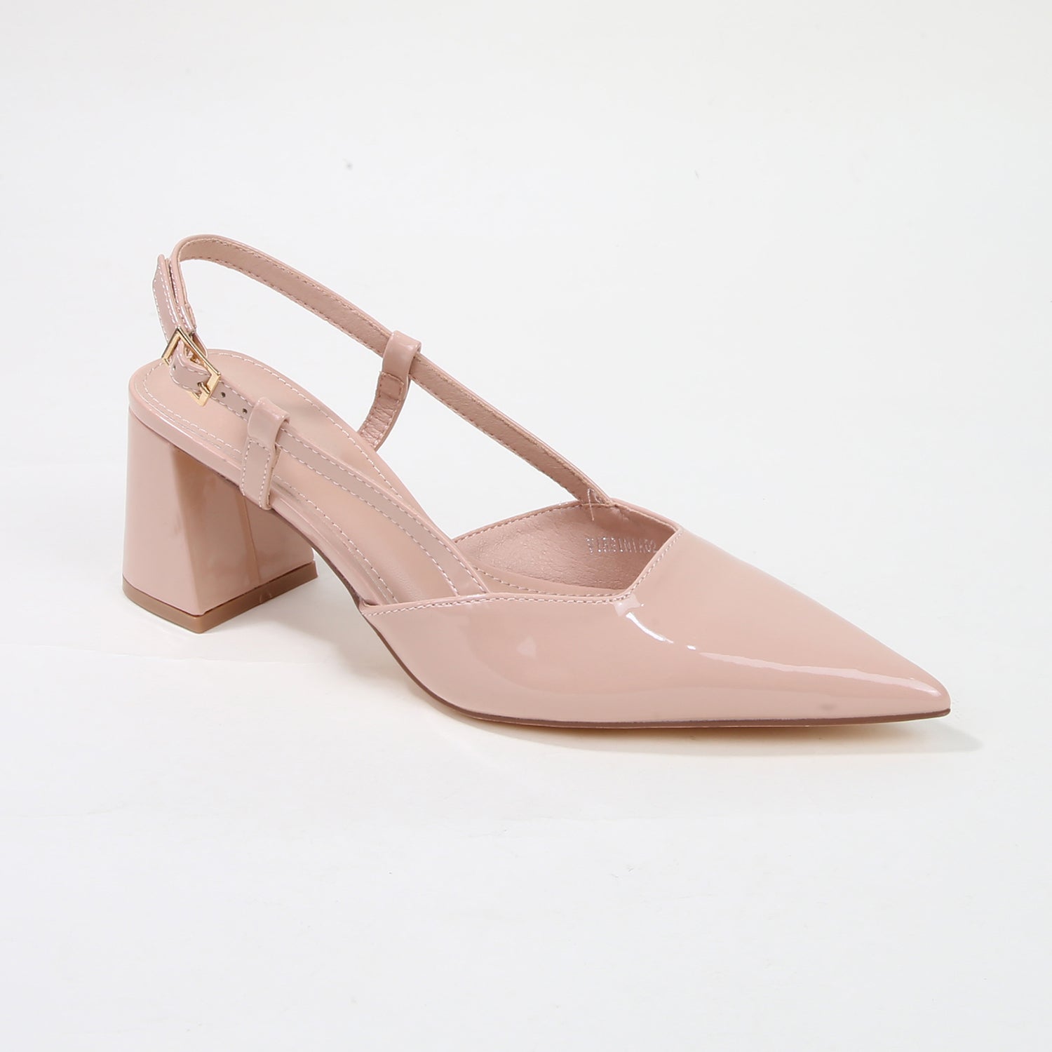 Virginia Glossy Block Heel Slingback Pumps