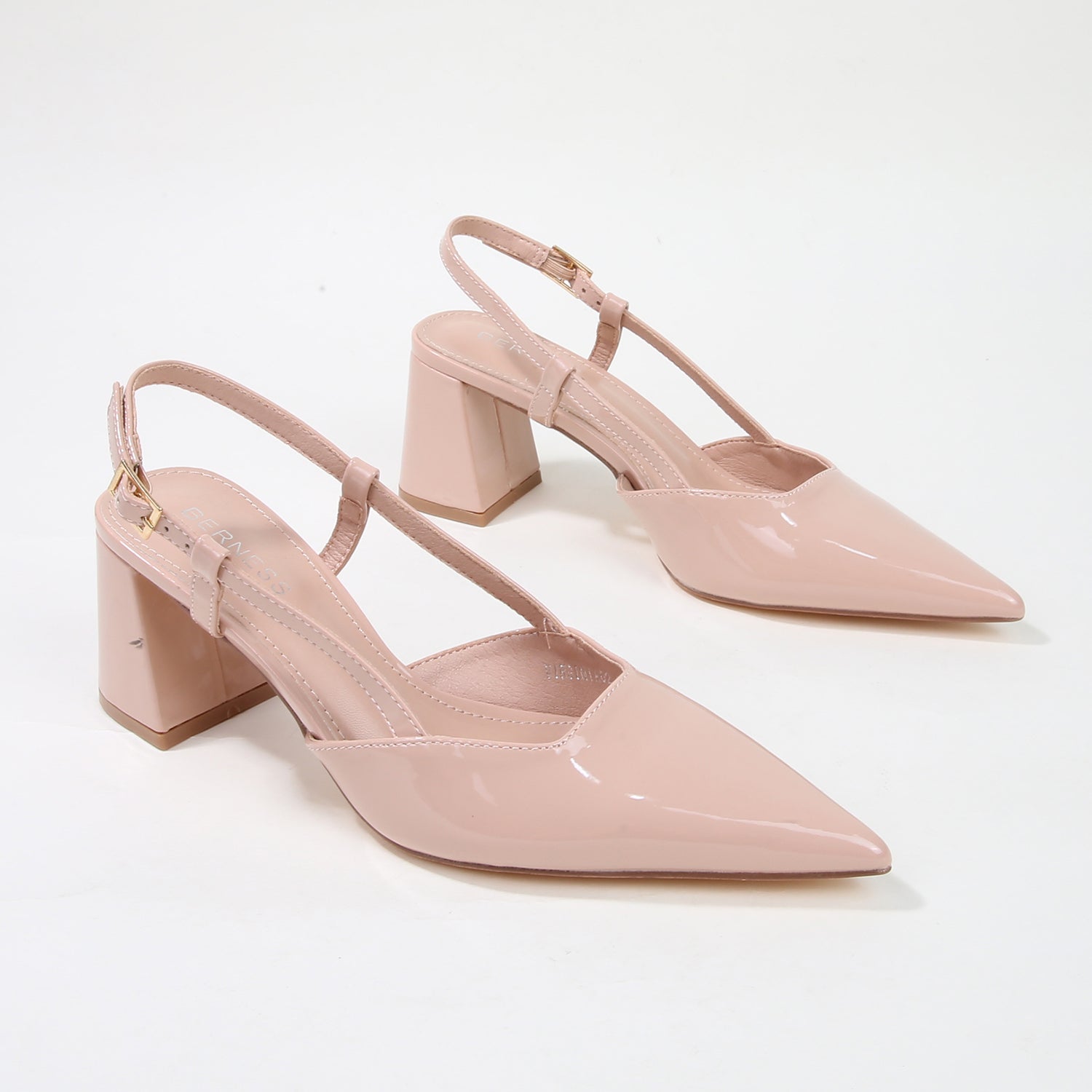 Virginia Glossy Block Heel Slingback Pumps