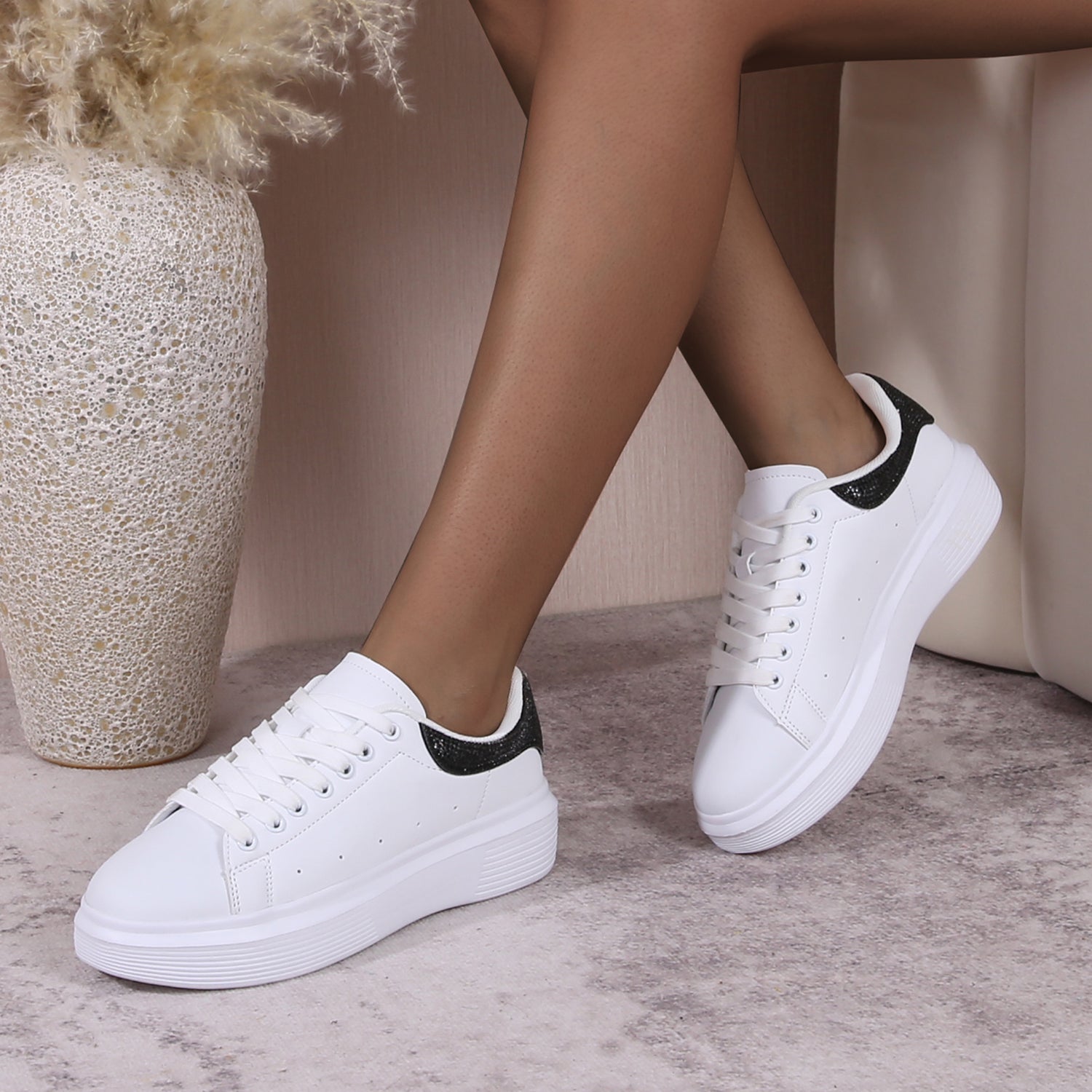 Fortuna Platform Sneaker with Rhinestone Accent